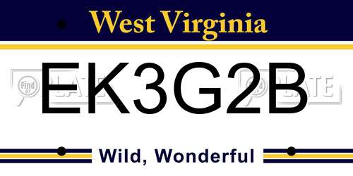 EK3G2B West Virginia License Plate