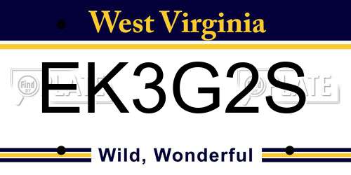 EK3G2S West Virginia License Plate