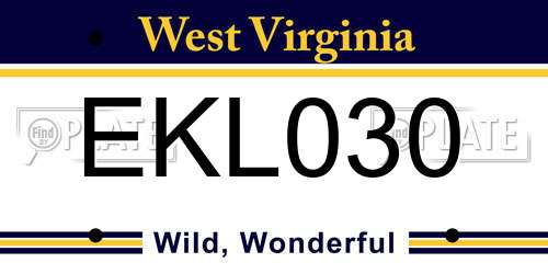 EKL030 West Virginia License Plate