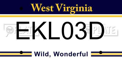 EKL03D West Virginia License Plate
