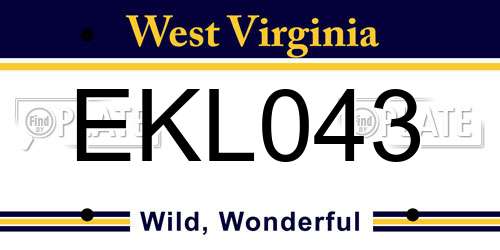 EKL043 West Virginia License Plate