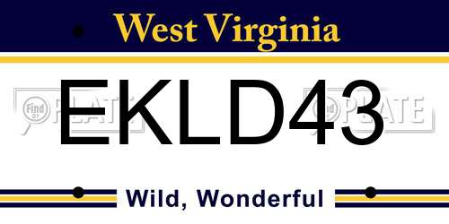 EKLD43 West Virginia License Plate