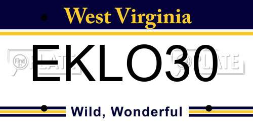 EKLO30 West Virginia License Plate