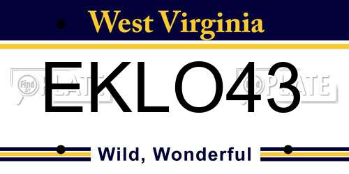 EKLO43 West Virginia License Plate