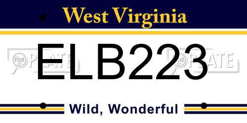 ELB223 West Virginia License Plate