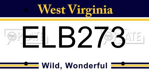 ELB273 West Virginia License Plate