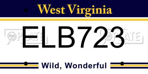 ELB723 West Virginia License Plate