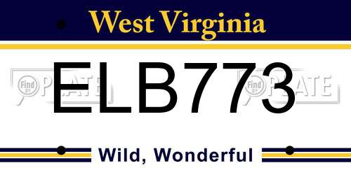 ELB773 West Virginia License Plate