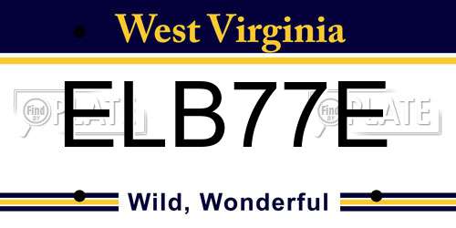 ELB77E West Virginia License Plate
