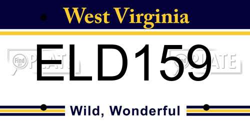ELD159 West Virginia License Plate