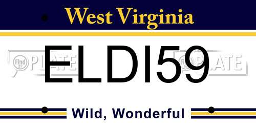 ELDI59 West Virginia License Plate