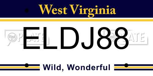 ELDJ88 West Virginia License Plate
