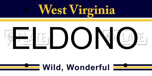 ELDONO West Virginia License Plate