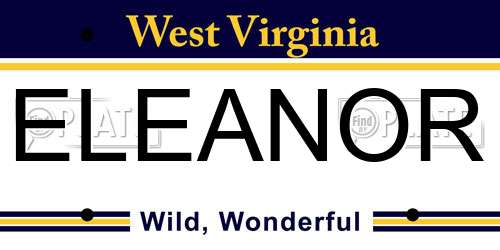 ELEANOR West Virginia License Plate