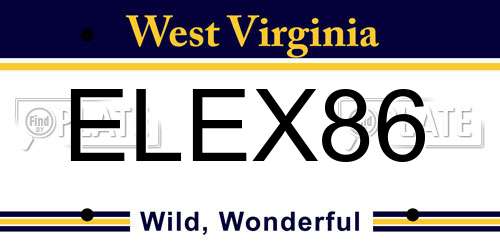 ELEX86 West Virginia License Plate