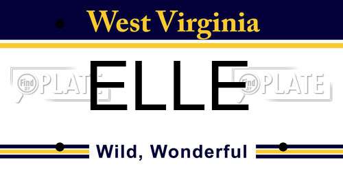 ELLE West Virginia License Plate