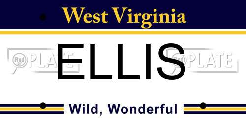 ELLIS West Virginia License Plate
