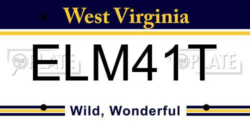 ELM41T West Virginia License Plate