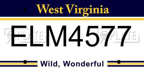 ELM4577 West Virginia License Plate