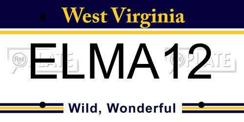 ELMA12 West Virginia License Plate
