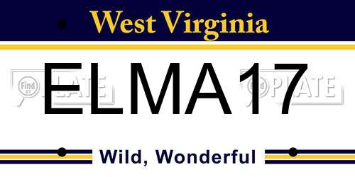 ELMA17 West Virginia License Plate
