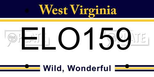 ELO159 West Virginia License Plate