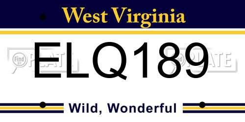 ELQ189 West Virginia License Plate