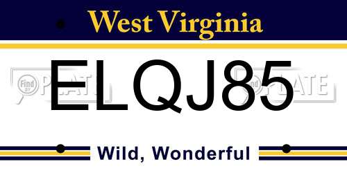 ELQJ85 West Virginia License Plate