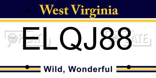 ELQJ88 West Virginia License Plate