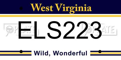 ELS223 West Virginia License Plate