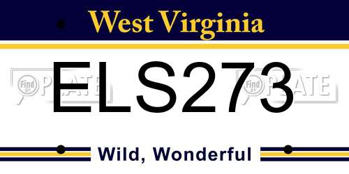 ELS273 West Virginia License Plate