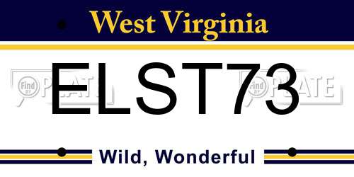 ELST73 West Virginia License Plate