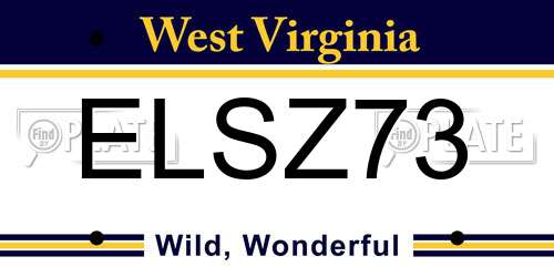 ELSZ73 West Virginia License Plate