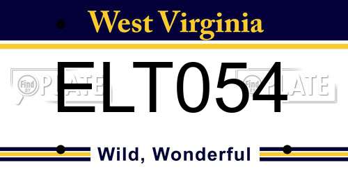 ELT054 West Virginia License Plate