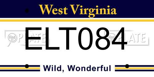ELT084 West Virginia License Plate