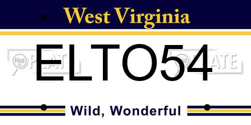 ELTO54 West Virginia License Plate