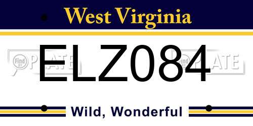 ELZ084 West Virginia License Plate