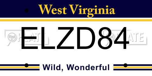 ELZD84 West Virginia License Plate