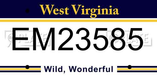EM23585 West Virginia License Plate