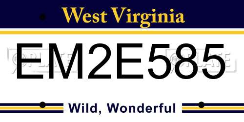 EM2E585 West Virginia License Plate