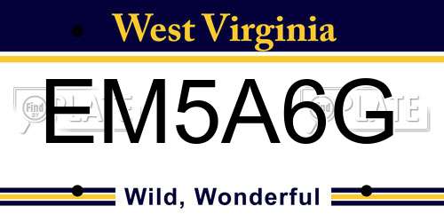 EM5A6G West Virginia License Plate