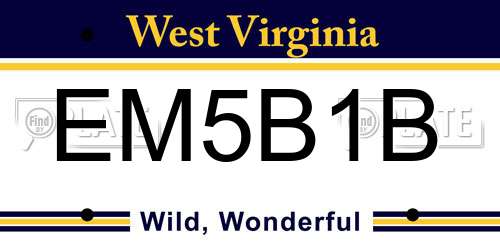 EM5B1B West Virginia License Plate