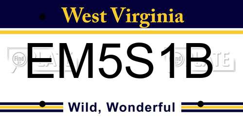 EM5S1B West Virginia License Plate