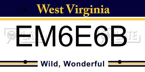 EM6E6B West Virginia License Plate