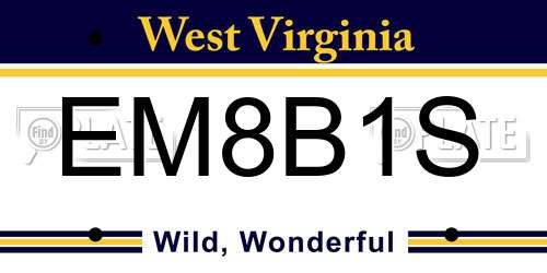 EM8B1S West Virginia License Plate