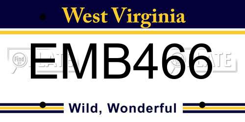 EMB466 West Virginia License Plate