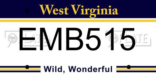 EMB515 West Virginia License Plate