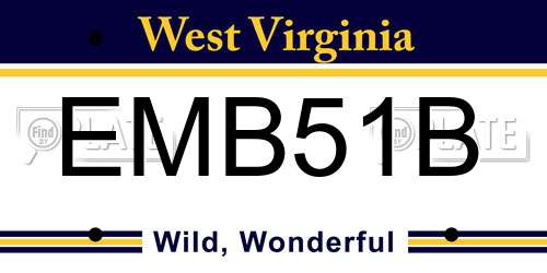 EMB51B West Virginia License Plate