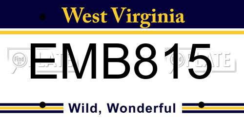 EMB815 West Virginia License Plate