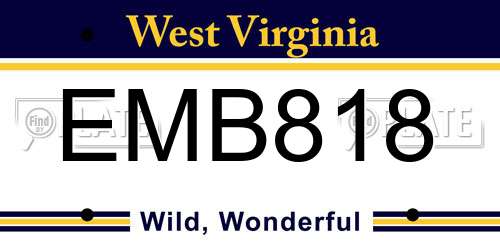 EMB818 West Virginia License Plate